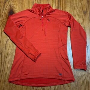 Outdoor Research Vigor 1/4 Zip Pullover Womens Large Orange Thermal‎ Waffle Knit
